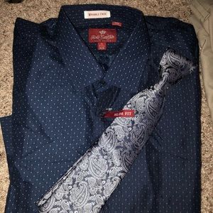 NEW Dress shirt with tie Slim Fit Sz XL 17-17.5